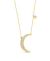 Sterling Forever Cubic Zirconia Crescent Star Charm Necklace In Gold