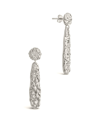 Sterling Forever Alina Cz Textured Drop Earrings In Metallic