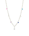 Sterling Forever Rhodium Plated 3mm Pearl Cz Charm Necklace In Gray