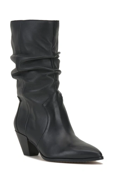 Vince Camuto Sensenny Slouch Pointed Toe Boot In Black Leather