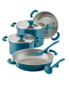 Rachael Ray Create Delicious Stackable Nonstick 8-pc. Cookware Set In Blue