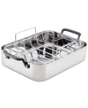 Kitchenaid 5-ply Clad Stainless Steel 15" X 11.5" Roaster With Removable Rack In Silver