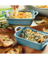 Rachael Ray Ceramics Rectangular Au Gratin Baking Dish, Set Of 2 In Blue