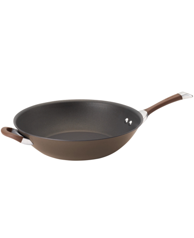 Circulon Symmetry Hard-anodized Nonstick Induction Stir Fry Pan With Helper Handle, 14-inch, Chocolate