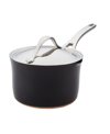 Anolon Nouvelle Copper Luxe Onyx Hard-anodized Nonstick 3.5-qt. Straining Saucepan In Black