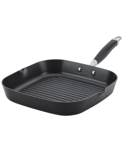 Anolon Advanced Home Hard-anodized 11" Nonstick Deep Square Grill Pan In Black