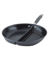 ANOLON ADVANCED HOME HARD-ANODIZED 12.5" NONSTICK DIVIDED GRILL AND GRIDDLE SKILLET