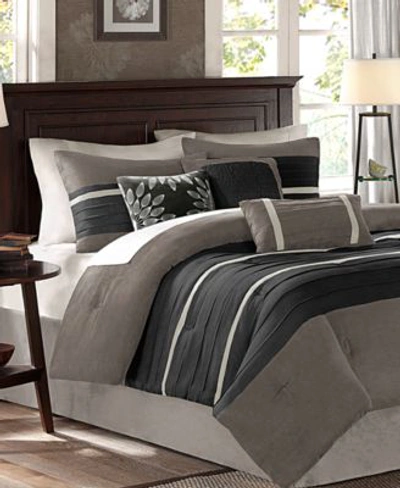 Madison Park Palmer Faux Suede 7 Pc. Comforter Sets Bedding In Purple