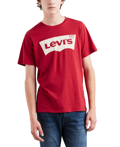 Levi's Men's Graphic Logo Batwing Short Sleeve T-shirt In Red