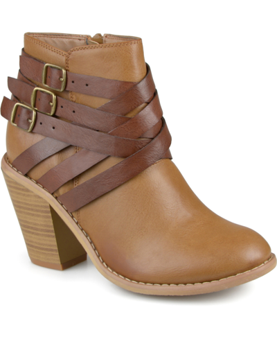 Journee Collection Journee Strappy Ankle Bootie In Tan