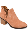 Journee Collection Women's Lennie Ruffle Detail Stacked Block Heel Booties In Pink