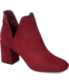 Journee Collection Gwenn Womens Faux Suede Square Toe Booties In Red