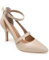 Journee Signature Signature Women's Genuine Leather Vallerie Pump In Tan/beige