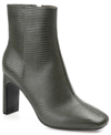 Journee Collection Sarla Lizard Embossed Block Heel Bootie In Green