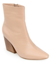 Journee Signature Women's Hydra Angular Stacked Heel Booties In Tan/beige