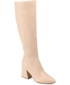 Journee Collection Landree Vegan Leather Block Heel Boot In Tan/beige
