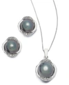 Macy's Black Cultured Tahitian Pearl Diamond Jewelry Collection In 14k White Gold In Black