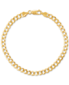 MACY'S MEN'S CONCAVE CURB LINK CHAIN BRACELET IN 14K GOLD-PLATED STERLING SILVER