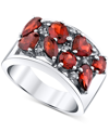 Macy's Garnet (3-5/8 Ct. T.w.) & Diamond (1/20 Ct. T.w.) Cluster Ring In Sterling Silver In Red