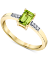 Macy's Peridot (5/8 Ct. T.w.) & Diamond (1/20 Ct. T.w.) Ring In 14k Gold In Green