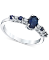 Macy's Sapphire (7/8 Ct. T.w.) & Diamond (1/20 Ct. T.w.) Ring In 10k White Gold In Blue