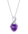 Macy's Amethyst (1-3/4 Ct. T.w.) & Diamond (1/20 Ct. T.w.) Heart 18" Pendant Necklace In 10k White Gold In Purple