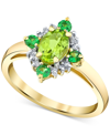 Macy's Multi-gemstone (1-1/3 Ct. Tw ) & Diamond (1/10 Ct. T.w. ) Ring In 10k Gold