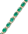 Effy Collection Velvet Bleu By Effy Emerald (9-1/3 Ct. T.w.) And Diamond (1/4 Ct. T.w.) Tennis Bracelet In 14k Gold In Green