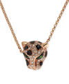 Effy Collection Effy Diamond (1/6 Ct. T.w.) And Emerald Accent Panther Pendant Necklace In 14k Rose Gold In Gold