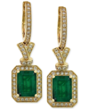 Effy Collection Brasilica By Effy Emerald (2-7/8 Ct. T.w.) And Diamond (1/2 Ct. T.w.) Earrings In 14k Gold, Created In Green
