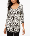 Jm Collection Women's Ethereal Folk Printed Tunic, Created For Macy's In Multi