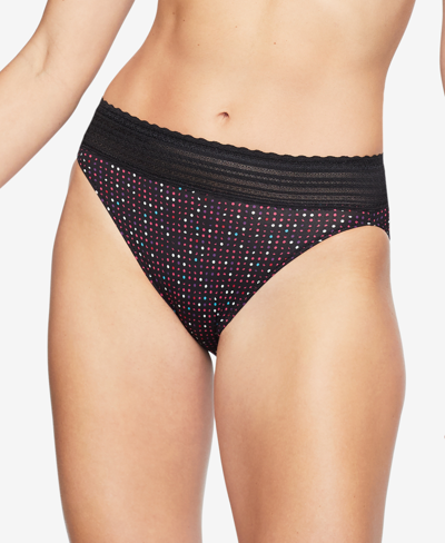 Warner's No Pinching No Problems Lace Hi-cut Brief Underwear 5109 In Black Sparkle Dot