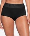 Warner's Warners No Pinching No Problems Dig-free Comfort Waist With Lace Microfiber Brief Rs7401p In Black