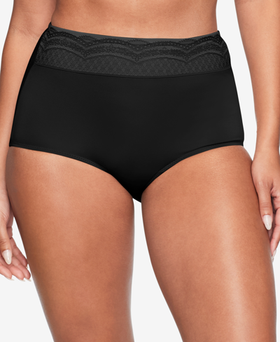 Warner's Warners No Pinching No Problems Dig-free Comfort Waist With Lace Microfiber Brief Rs7401p In Black
