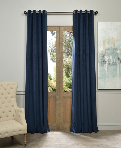 Exclusive Fabrics & Furnishings Midnight Blue Grommet Signature Velvet Blackout Curtain