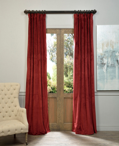 Exclusive Fabrics & Furnishings Signature Blackout Velvet Panel, 50" X 96" In Red