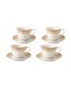 Lorren Home Trends Floral 8 Piece 8oz Tea Or Coffee Cup And Saucer Set, Service For 4 In Gold