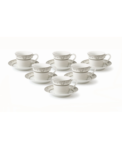 Lorren Home Trends 12 Piece 2oz Espresso Cup And Saucer Set, Service For 6 In Silver-tone