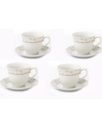 Lorren Home Trends Floral Tea And Coffee Set, 8 Piece In Gold-tone