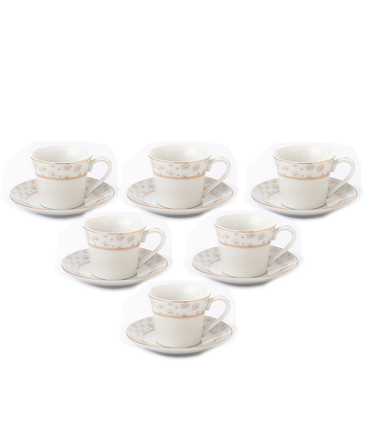 Lorren Home Trends Floral Espresso Set, 12 Piece In Gold-tone