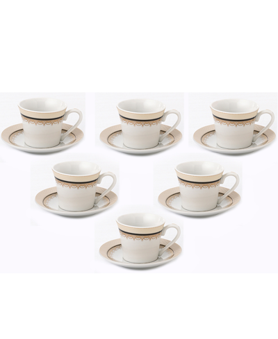 Lorren Home Trends Floral Espresso Set, 12 Piece In Gold-tone