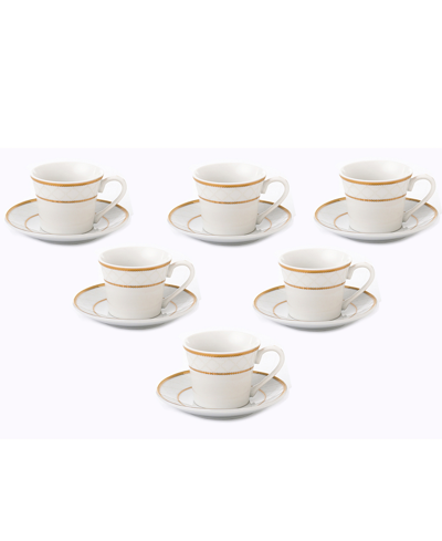 Lorren Home Trends Floral Espresso Set, 12 Piece In Gold-tone