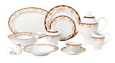 Lorren Home Trends Mabel 57-pc Dinnerware Set, Service For 8 In Burgundy