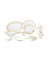 Lorren Home Trends 57 Piece Mix And Match Bone China Dinnerware Set, Service For 8 In Gold