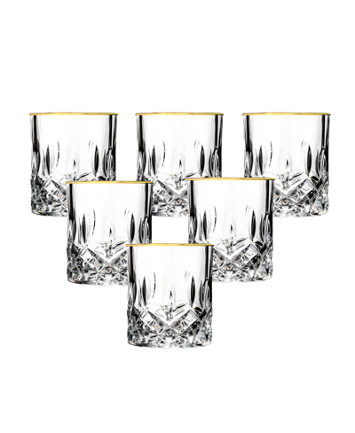 Lorren Home Trends Siena Collection 4 Piece Shot Glass With Gold Trim Set In Gold-tone
