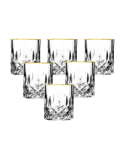 Lorren Home Trends Siena Collection 4 Piece Shot Glass With Gold Trim Set