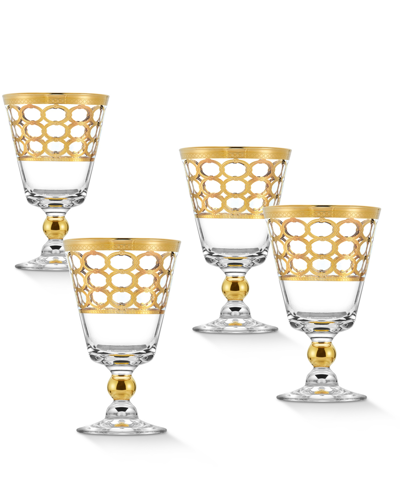 Lorren Home Trends 4 Piece Infinity Gold Ring Short Goblet Set