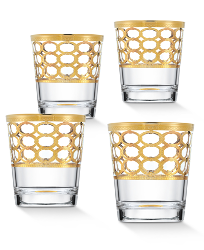 Lorren Home Trends 4 Piece Infinity Gold Ring Double Old Fashion Set In Gold-tone