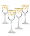 Lorren Home Trends 4 Piece Rosalia Flower Red Wine Set In Gold