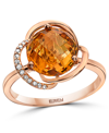 Effy Collection Effy Citrine (3-1/6 Ct. T.w.) & Diamond (1/20 Ct. T.w.) Statement Ring In 14k Rose Gold In Gold